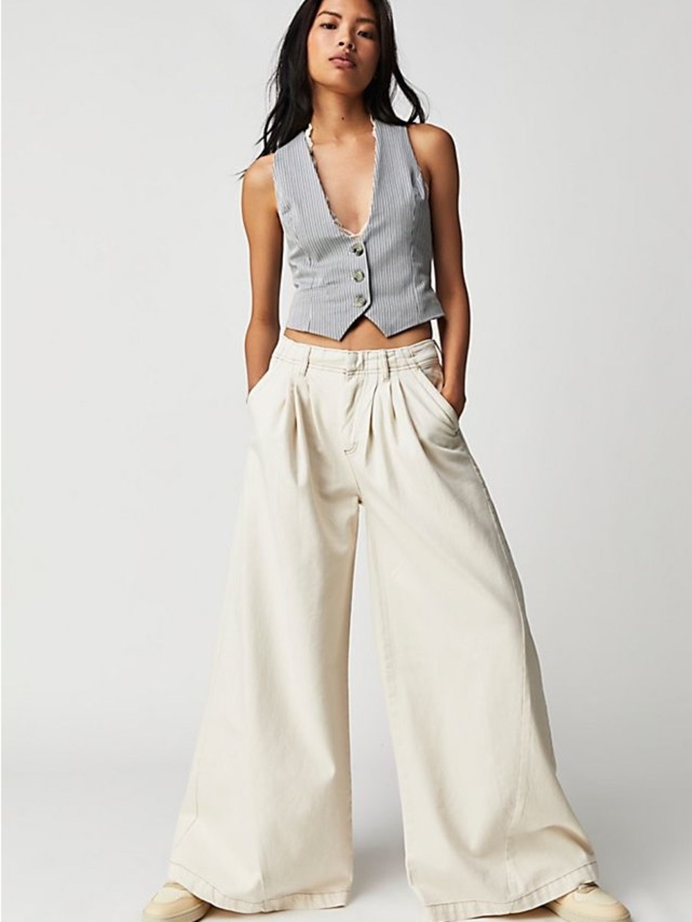 We the Free/Free People Equnox Denim Trouser in Cream Size 28